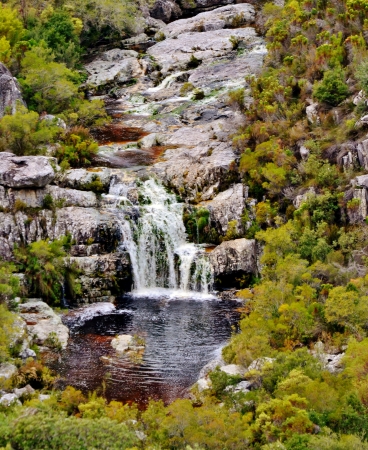 Landscape with waterfall in the worcester mountainsの写真素材