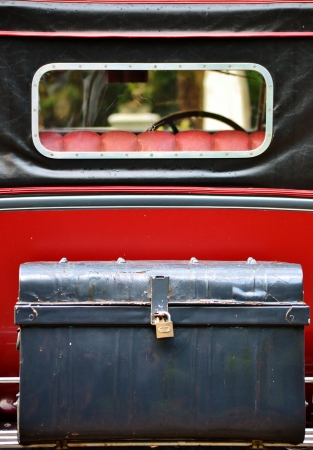Close up of decorative red oldtimer carの写真素材
