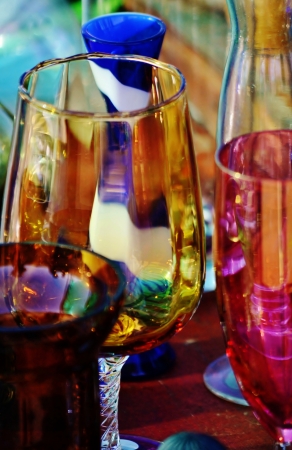 Close up of colorful glassesの写真素材