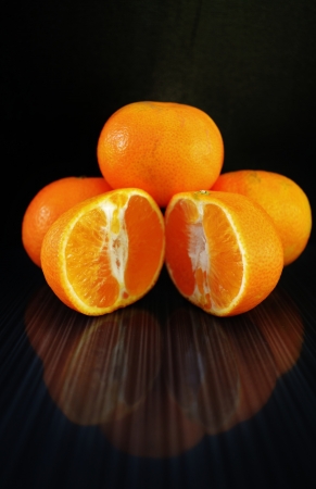 Close up of fresh mandarin orangesの写真素材