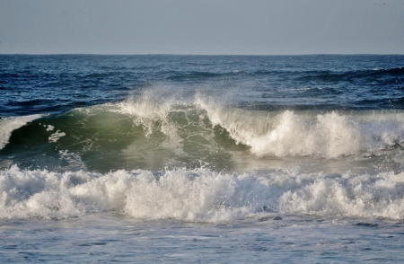 Seasacape with Atlantic wave in sunlightの写真素材