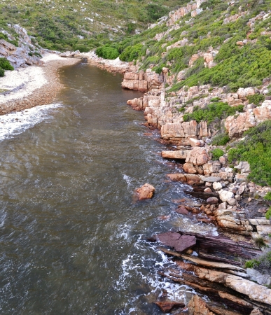 River Landscape with red sand stone rocks