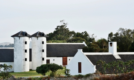 Landscape with little Farm with grain silosのeditorial素材