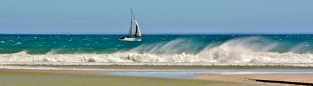 Seascape with Sail boat in strong windの写真素材