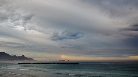 Seascape with rainy sky over the Atlantic Oceanの写真素材