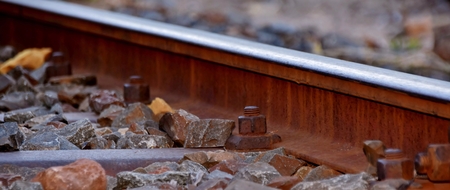 Close up of a rusty metal Railway Track