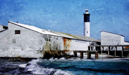 Landscape with Doringbaai Harbour and Lighthouseの写真素材