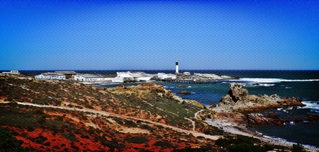 Landscape with Doringbaai Harbour and Lighthouseの写真素材