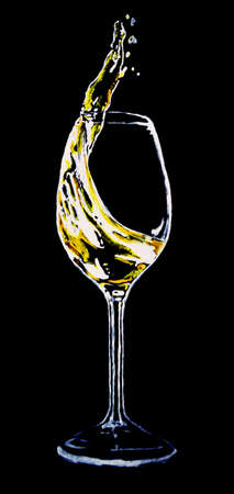Close up of a wine glass paintingの写真素材