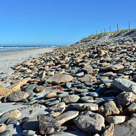 Close up of stones and rocks on the beach in Big Bayの写真素材