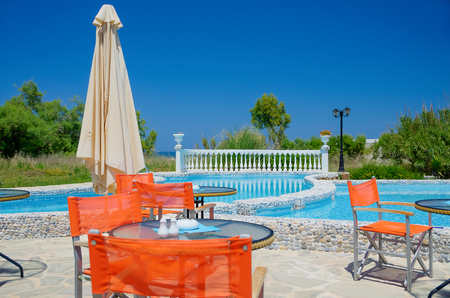 At the pool in Creteのeditorial素材