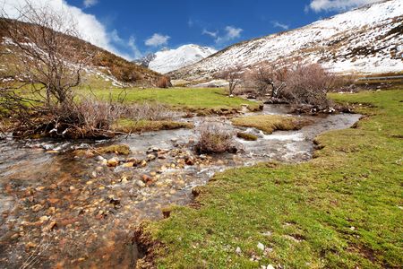 Meltwater river of snow mountains の写真素材