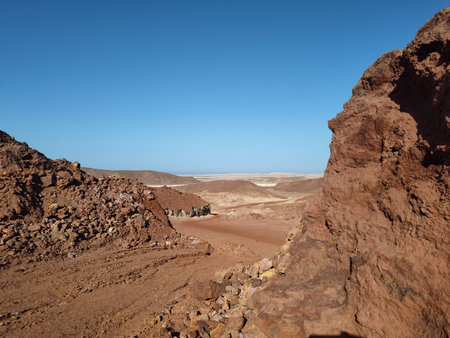 View of the landscape of the Negev Desert in Israel.の写真素材