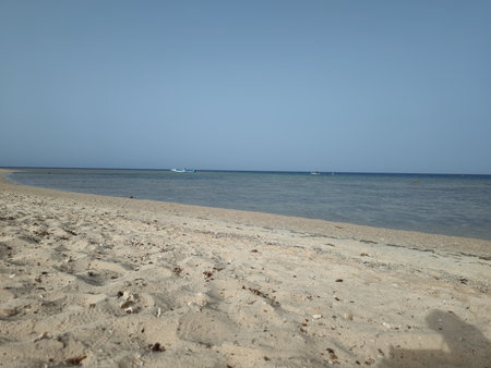 Beach on the Red Sea in Hurghada, Egypt.の写真素材