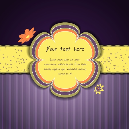 Floral purple background with yellow flower and place for textのイラスト素材