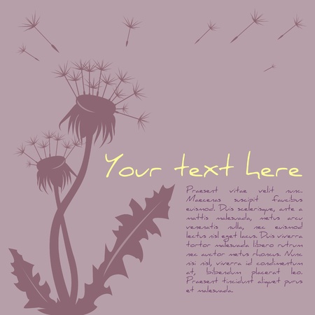Dandelion silhouette purple background with place for textのイラスト素材