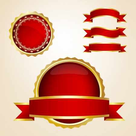 Red ribbons and guarantee signsのイラスト素材