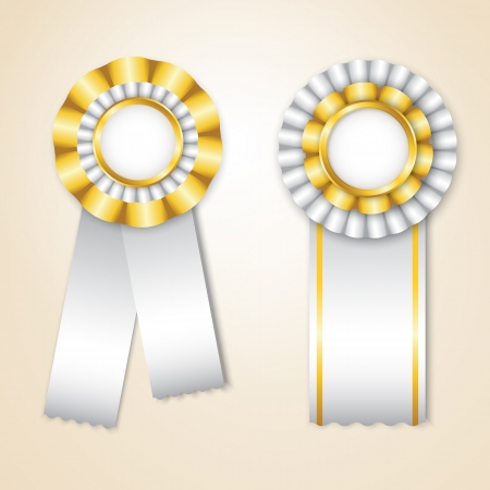 Set of white  prize ribbons with place for textのイラスト素材