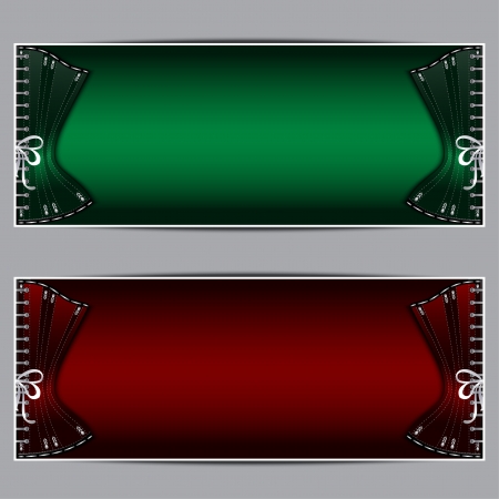 Green and red banners with corset and place for textのイラスト素材