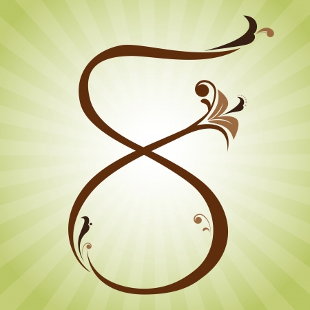 Decorative floral numbers with leaves and swirlsのイラスト素材