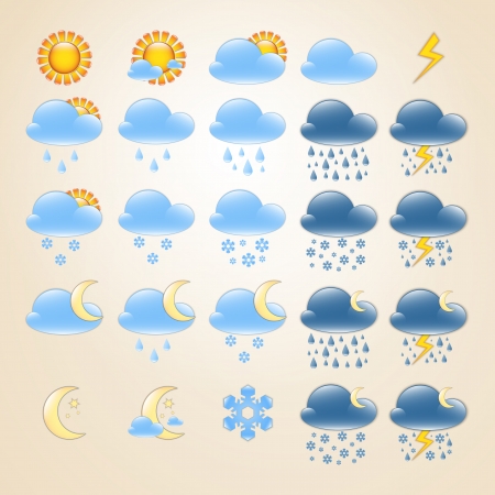 Set of 25 high quality detailedweather icons for day and nightのイラスト素材