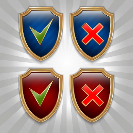 Yes and No signs in shield setのイラスト素材