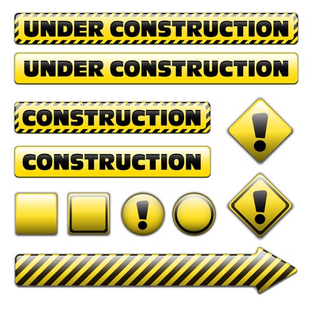 Set of striped under constuction signsのイラスト素材