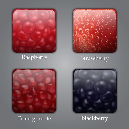 Buttons with raspberry, strawberry, pomegranate textures,  highly detailed , gradient meshのイラスト素材