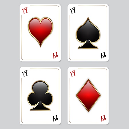 Vector playing cards - set of acesのイラスト素材