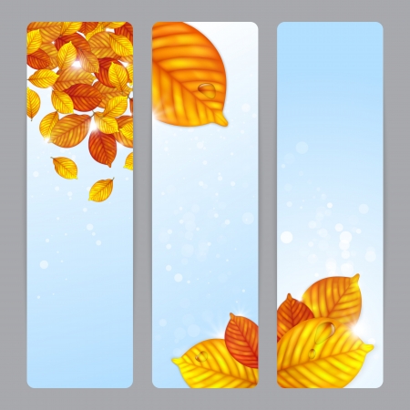 Autumn leaves vertical banners. Contains gradient meshのイラスト素材