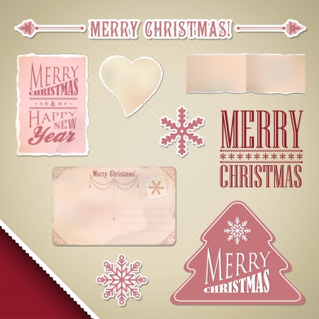 Scrapbooking set: Merry Christmas an Happy new year. Decorative elementsのイラスト素材