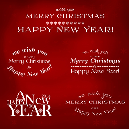 Set of vector typographic elements - Merry Christmas and happy new yearのイラスト素材