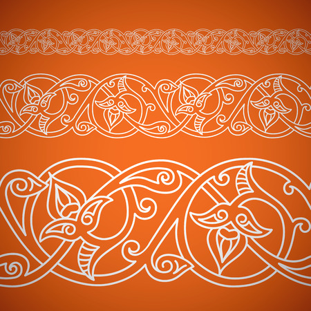 Seamless floral tiling border. Inspired by old ornamentsのイラスト素材