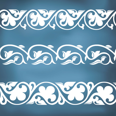 Seamless floral tiling borders. Inspired by old ottoman and arabian ornamentsのイラスト素材