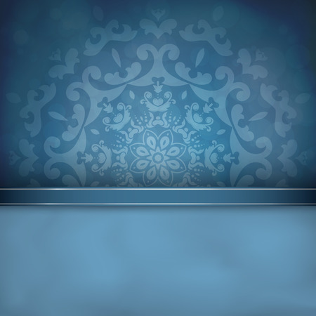 Ilustración de Blue background with round seamless ornament - Imagen libre de derechos