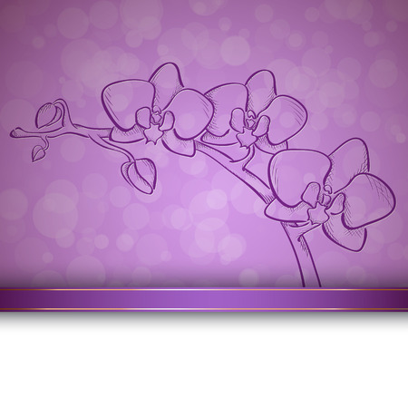 Sketch  orchid background, hand drawn, ink styleのイラスト素材