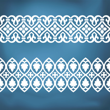 Seamless floral tiling borders. Inspired by old ottoman and arabian ornamentsのイラスト素材