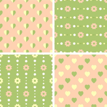 Vector seamless tiling patterns - romantic flowers. For printing on fabric, scrapbooking, gift wrap.のイラスト素材