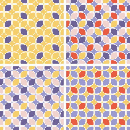 Vector seamless tiling patterns - geometric. For printing on fabric, scrapbooking, gift wrap.のイラスト素材