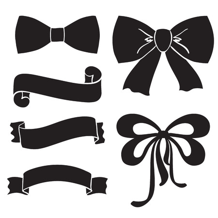 Silhouette bows, ribbons, parchmentのイラスト素材