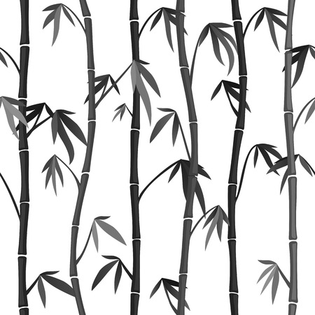 Seamless background with bamboo stems. Japanese Ink Painting Sumi-eのイラスト素材