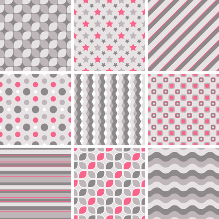 Vector seamless tiling patterns - geometric. For printing on fabric, scrapbooking, gift wrap.のイラスト素材