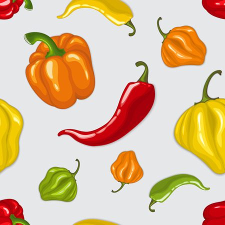 Seamless pattern with chili peppers - jalapeno, paprika, cayenneのイラスト素材