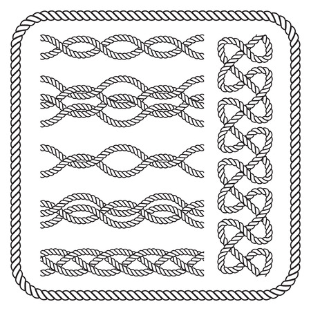 Decorative seamless nautical rope bordersのイラスト素材