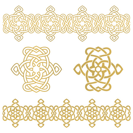 Seamless tiling borders and decors. Inspired by old ottoman and arabian ornamentsのイラスト素材