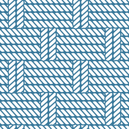 Seamless navy blue nautical rope knot pattern, fishing net, latticeのイラスト素材