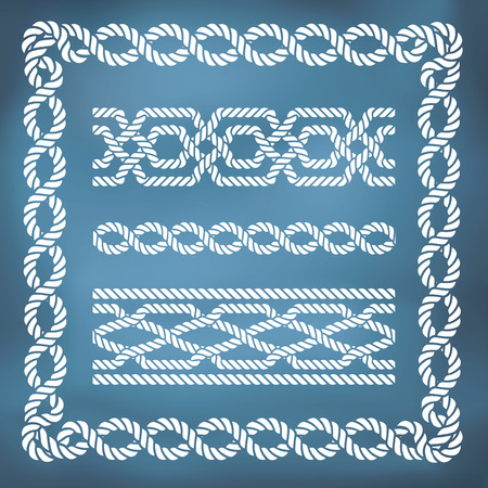 Ilustración de Decorative seamless nautical rope borders and frames - Imagen libre de derechos