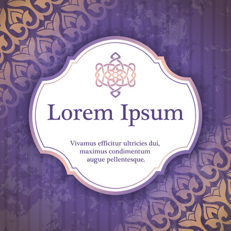 Invitation card with arabesque decor - ottoman floral pattern in purple and pink colorのイラスト素材