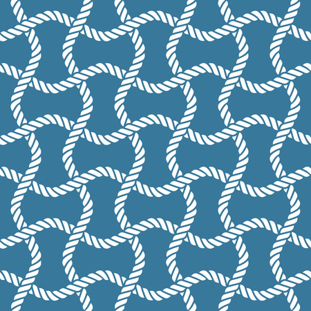 Seamless nautical rope knot pattern, fishing net. Based on girih patternのイラスト素材