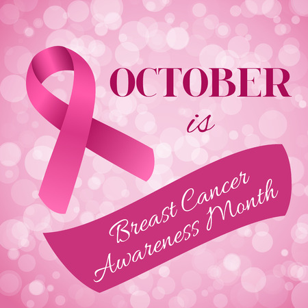 Breast Cancer Awareness month banner with pink ribbonのイラスト素材